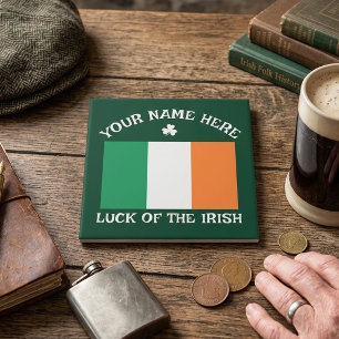 St Patricks Day Irland Flagga Anpassat Namn Shamro Kakelplatta