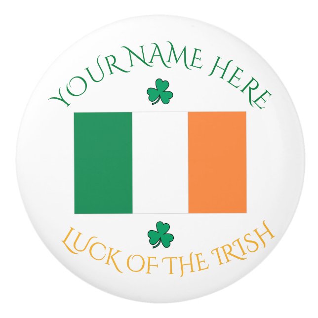 St Patricks Day Irland Flagga Anpassat Namn Shamro Knopp (Framsidan)