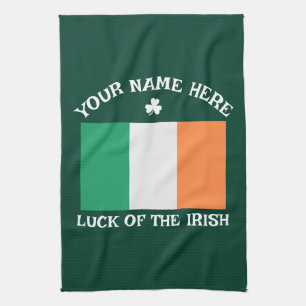 St Patricks Day Irland Flagga Anpassat Namn Shamro Kökshandduk