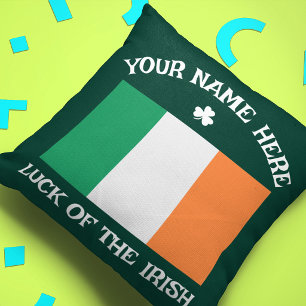 St Patricks Day Irland Flagga Anpassat Namn Shamro Kudde