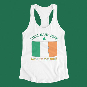 St Patricks Day Irland Flagga Anpassat Namn Shamro Linne Med Racerback