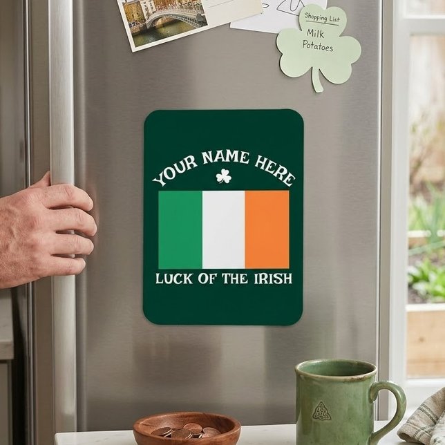 St Patricks Day Irland Flagga Anpassat Namn Shamro Magnet (Skapare uppladdad)