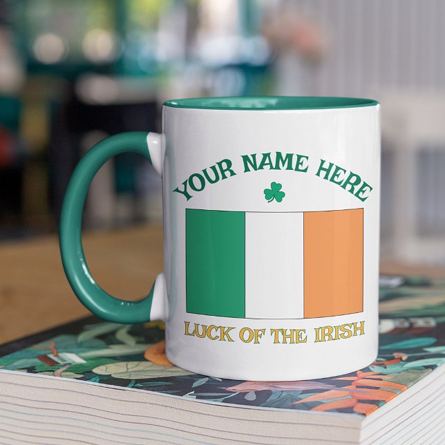 St Patricks Day Irland Flagga Anpassat Namn Shamro Mugg (Skapare uppladdad)