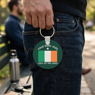 St Patricks Day Irland Flagga Anpassat Namn Shamro Nyckelring