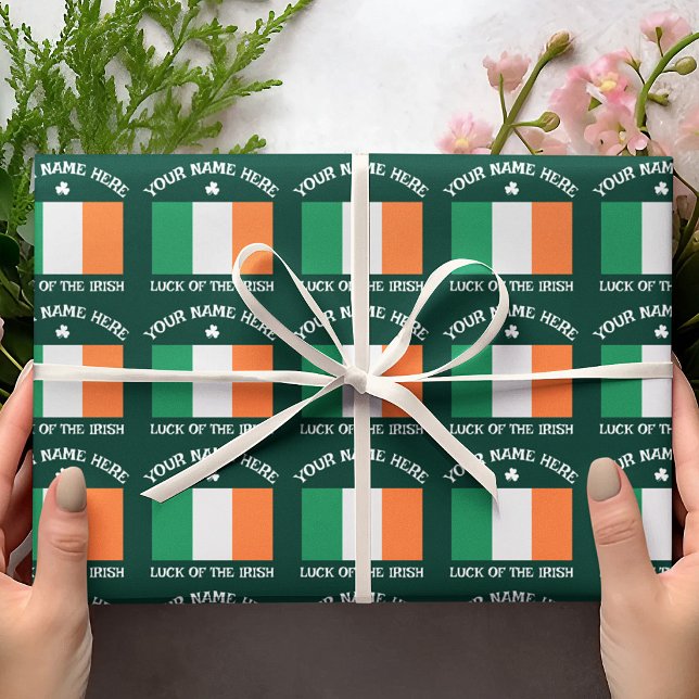 St Patricks Day Irland Flagga Anpassat Namn Shamro Presentpapper (Skapare uppladdad)