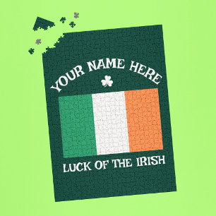 St Patricks Day Irland Flagga Anpassat Namn Shamro Pussel