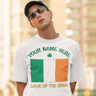 St Patricks Day Irland Flagga Anpassat Namn Shamro T Shirt