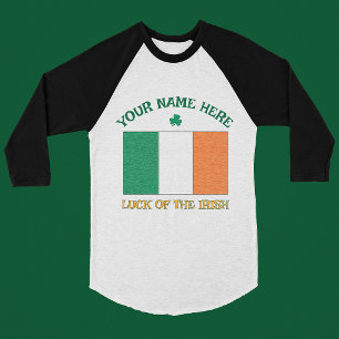 St Patricks Day Irland Flagga Anpassat Namn Shamro T Shirt