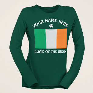 St Patricks Day Irland Flagga Anpassat Namn Shamro T Shirt