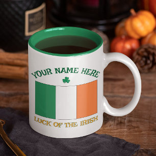 St Patricks Day Irland Flagga Anpassat Namn Shamro Två-Tonad Mugg