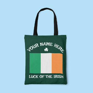 St Patricks Day Irland Flagga Anpassat Namn Shamro Tygkasse