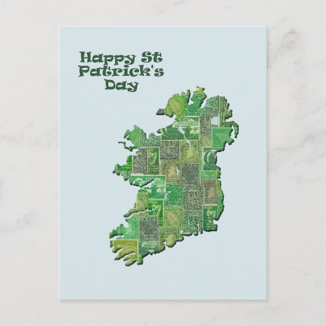 St patrick's day Irland i frimärke karta Vykort (Framsida)