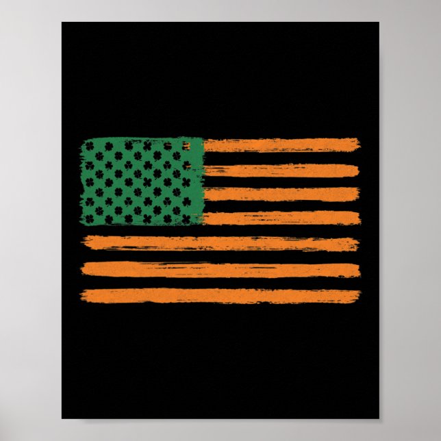 St Patricks Day Irländsk Amerikansk Flagga Usa Irl Poster (Framsidan)