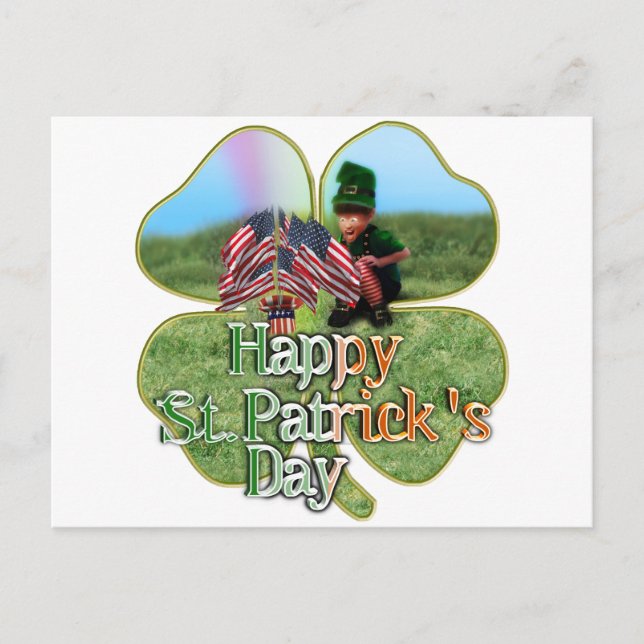 St. Patrick's Day Irländsk Amerikansk Leprechaun Vykort (Framsida)