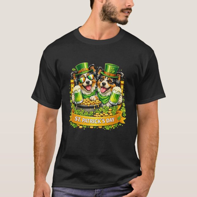 St Patricks Day Irländsk Australiensisk Herde Bin T Shirt (Framsida)