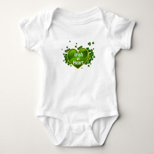 St. Patrick's Day Irländsk babyblus med hjärta T Shirt (Framsida)