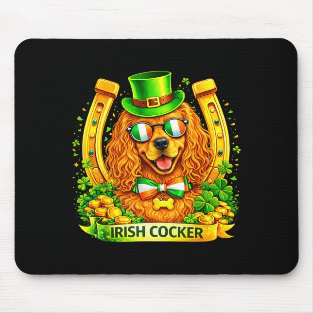 St Patricks Day Irländsk Cocker Spaniel Lucky Musmatta (Framsidan)