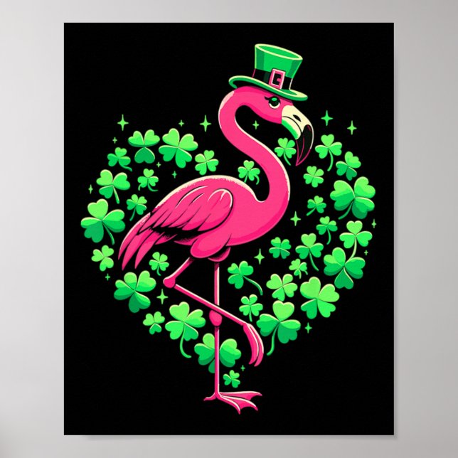 St Patricks Day Irländsk Flamingo  Poster (Framsidan)