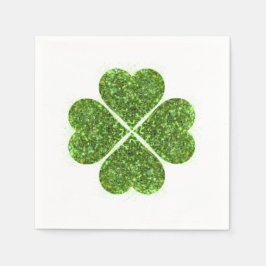 St. Patrick's day, irländsk grön glittrande klöver Pappersservett