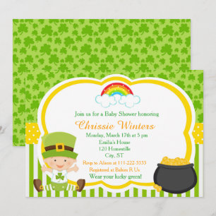 St Patrick's Day Irländsk Högtid Baby Shower Inbjudningar