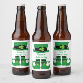St. Patrick's Day, irländsk, Leprechaun, Grön  Ölflaska Etikett