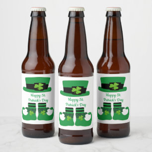 St. Patrick's Day, irländsk, Leprechaun, Grön Ölflaska Etikett