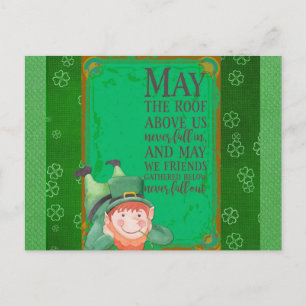 St Patricks Day Irländsk Leprechaun Grön Shamrock Vykort