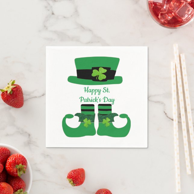 St. Patrick's Day, irländsk, Leprechaun, Gröna par Pappersservett (Insitu)