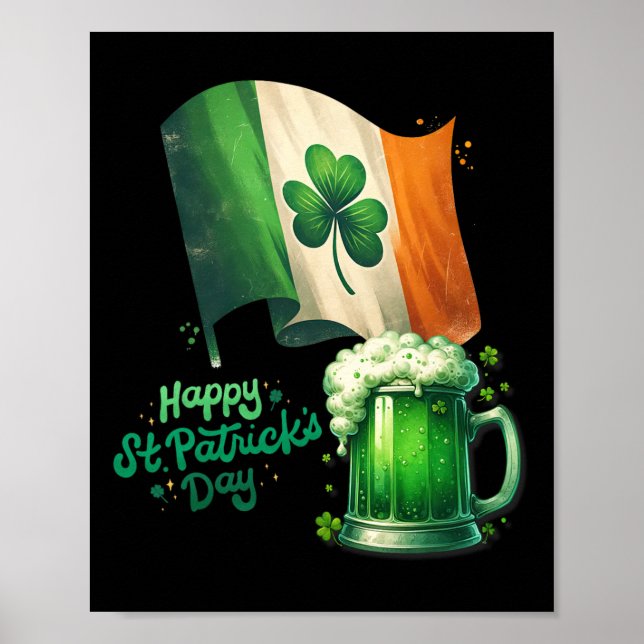 St Patricks Day Irländsk öl Irland Flagga Män Kvin Poster (Framsidan)