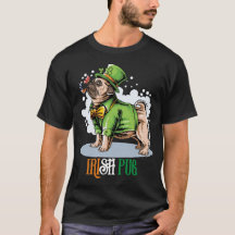 St. Patricks' Day Irländsk Pug Hund T-Shirt