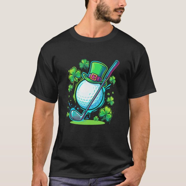 St Patricks Day Irländsk Shamrock Golfboll T Shirt (Framsida)