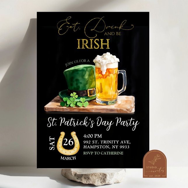 St Patricks Day Irländsk Shamrock Öl Höjdpunkter P Inbjudningar (Skapare uppladdad)