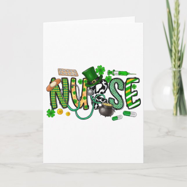 St Patricks Day Irländsk Sjuksköterska Shamrock  Kort (Framsida)