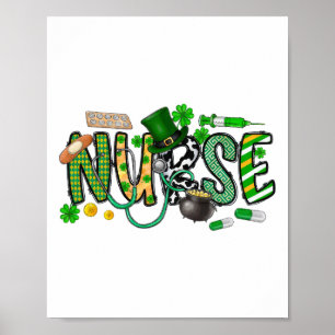 St Patrick's Day Irländsk Sjuksköterska Shamrock Poster