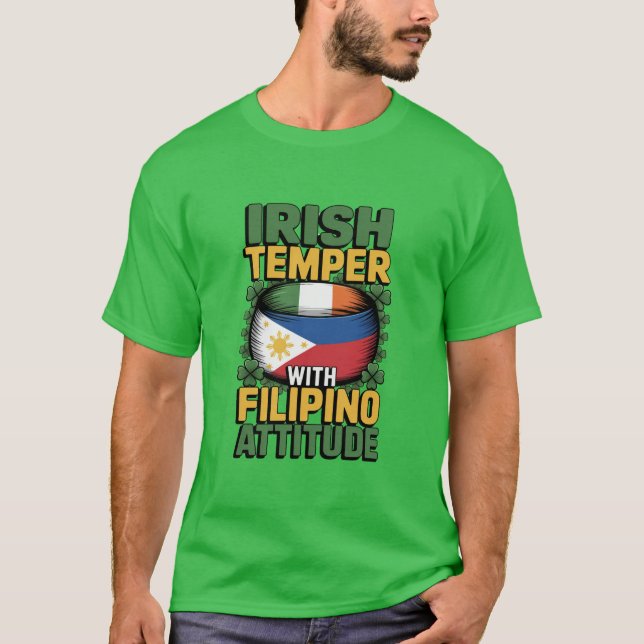 St. Patrick's Day Irländska Filippinska Stolthet T Shirt (Framsida)