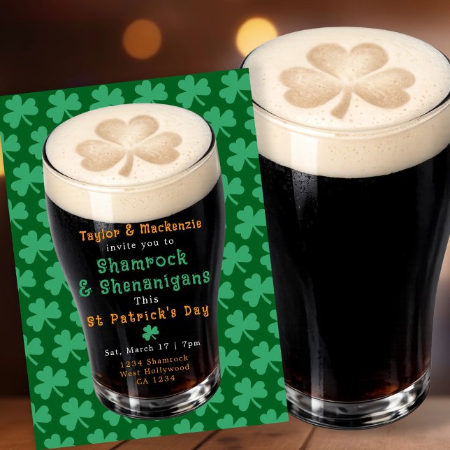 St Patricks Day Irländska Shamrocks Och Bus Inbjudningar (St Patricks Day Irish Shamrocks And Shenanigans Invitation by Ricaso. Celebrate Ireland connection)