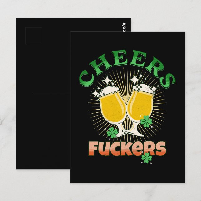 St Patricks Day Irländskt Drickande Vykort (Fram/baksida)