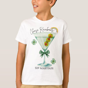 St Patricks Day Jaga Regnbågar Drick Martinis Sham T Shirt