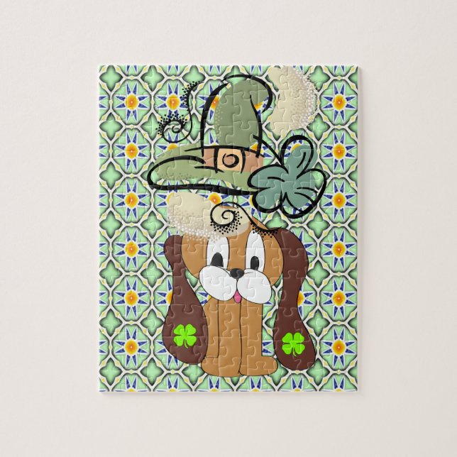 St. Patrick's Day Jigszawa Puzzle Hund Pussel (Vertikal)