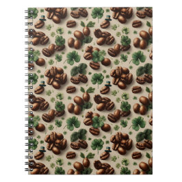 St. Patrick's Day Kaffe & Shamrock-mönster Anteckningsbok