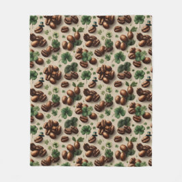 St. Patrick's Day Kaffe & Shamrock-mönster Fleecefilt