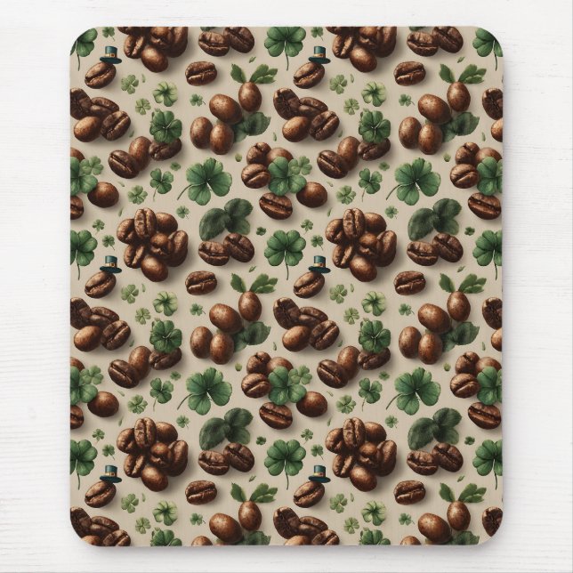 St. Patrick's Day Kaffe & Shamrock-mönster Musmatta (Framsidan)