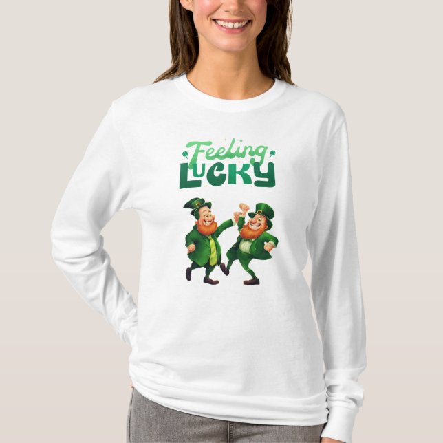St. Patricks Day känner Lucky Dancing Leprechaunss T Shirt (Framsida)