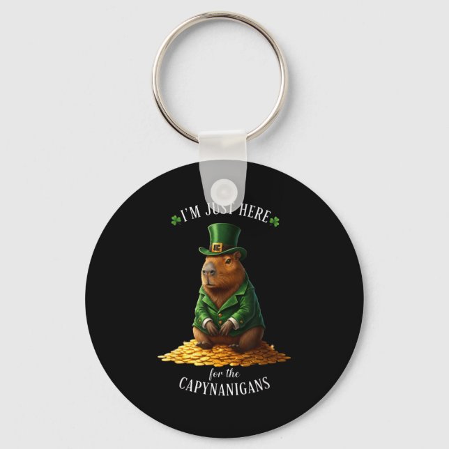 St patricks day kapybara lurvig guldmynt nyckelring (Framsida)