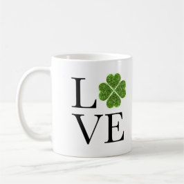 St. Patrick's day | KÄRLEK | grönt glitter shamroc Kaffemugg