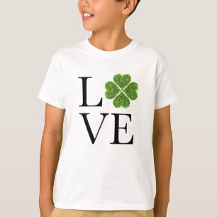 St. Patrick's day KÄRLEK grönt glitter shamroc T Shirt
