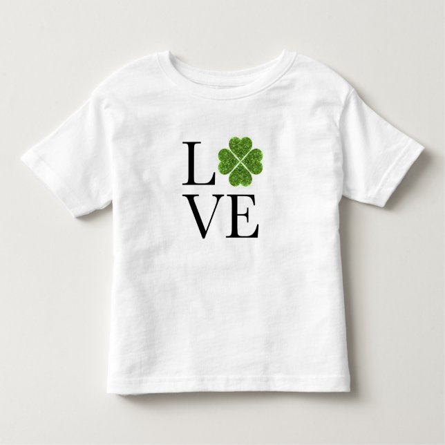 St. Patrick's day | KÄRLEK | grönt glitter shamroc T Shirt (Framsida)