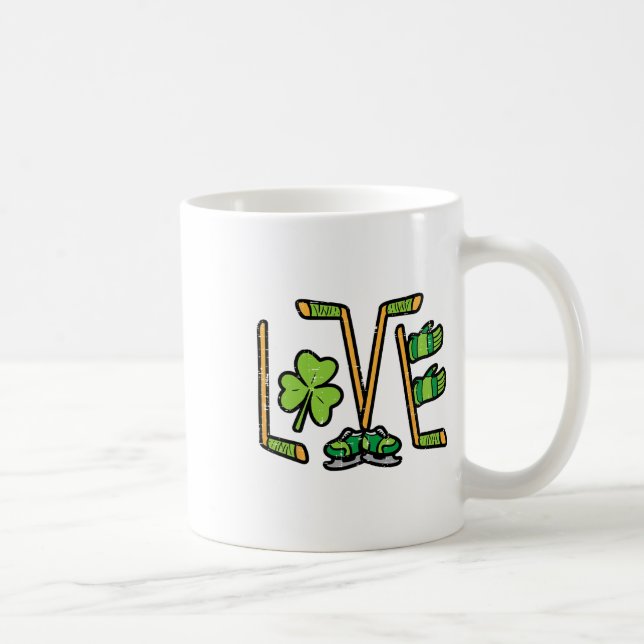 St patricks day Kärlek Ice Hockey Saint Paddys Man Kaffemugg (Höger)