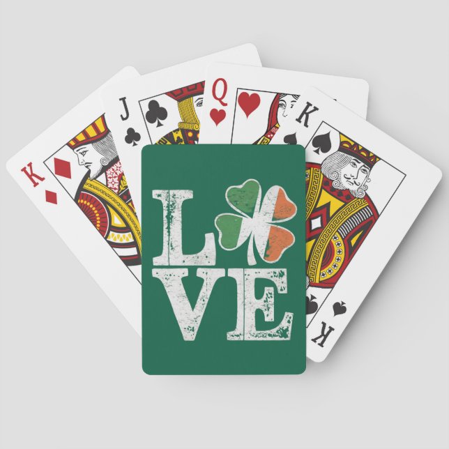 St Patricks Day Kärlek Lucky Irländska Shamrock Gr Casinokort (Baksidan)