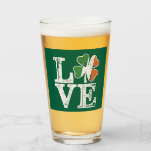 St Patricks Day Kärlek Lucky Irländska Shamrock Gr Glaskopp